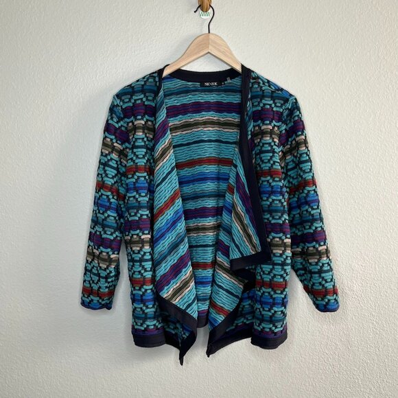 Nic + Zoe Womens Multicolor Knit Draped maximalist Cardigan Jacket Size 2X - Picture 2 of 12